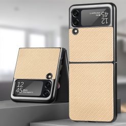 Kryt Cross Pattern Slim zlatý – Samsung Galaxy Z Flip 4 | Levné Kryty | Levné Kryty | Levné Kryty