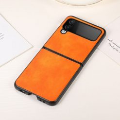 Kryt Shockproof Litchi Texture oranžový – Samsung Galaxy Z Flip 4 | Levné Kryty | Levné Kryty | Levné Kryty