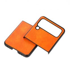 Kryt Shockproof Litchi Texture oranžový – Samsung Galaxy Z Flip 4 | Levné Kryty | Levné Kryty | Levné Kryty