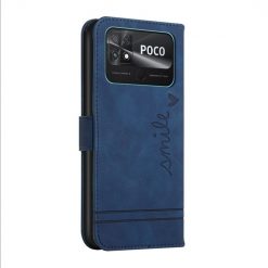 Peněženkové pouzdro Retro Smile modré – Xiaomi Poco C40 | Levné Kryty | Levné Kryty | Levné Kryty