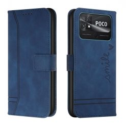 Peněženkové pouzdro Retro Smile modré – Xiaomi Poco C40 | Levné Kryty | Levné Kryty | Levné Kryty