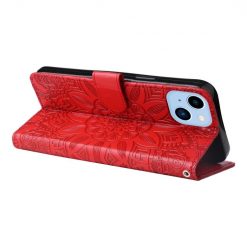 Peněženkové pouzdro Embossing Pattern Slunečnice červené – Apple iPhone 14 Plus | Levné Kryty | Levné Kryty | Levné Kryty
