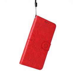 Peněženkové pouzdro Embossing Pattern Slunečnice červené – Apple iPhone 14 Plus | Levné Kryty | Levné Kryty | Levné Kryty