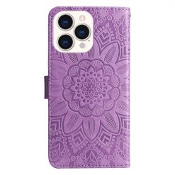 Alternative view of Peněženkové pouzdro Embossing Pattern Slunečnice fialové – Apple iPhone 14 Pro