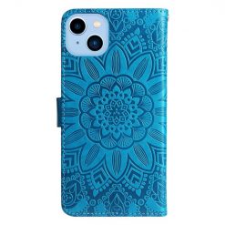 Alternative view of Peněženkové pouzdro Embossing Pattern Slunečnice modré – Apple iPhone 14 Plus
