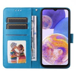 Peněženkové pouzdro Embossing Pattern Slunečnice modré – Samsung Galaxy A23 5G / M23 | Levné Kryty | Levné Kryty | Levné Kryty