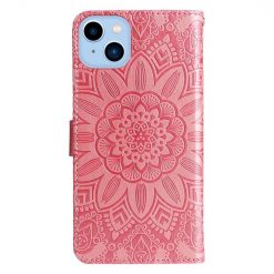 Alternative view of Peněženkové pouzdro Embossing Pattern Slunečnice růžové – Apple iPhone 14 Plus
