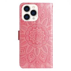 Alternative view of Peněženkové pouzdro Embossing Pattern Slunečnice růžové – Apple iPhone 14 Pro