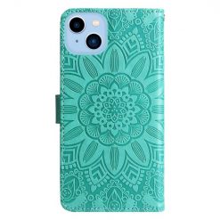 Alternative view of Peněženkové pouzdro Embossing Pattern Slunečnice zelené – Apple iPhone 14 Plus