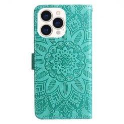 Alternative view of Peněženkové pouzdro Embossing Pattern Slunečnice zelené – Apple iPhone 14 Pro