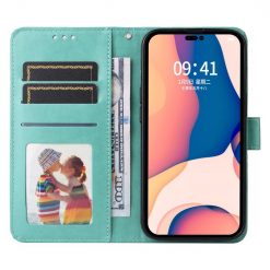 Peněženkové pouzdro Embossing Pattern Slunečnice zelené – Apple iPhone 14 Pro Max | Levné Kryty | Levné Kryty | Levné Kryty