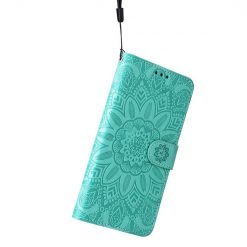 Peněženkové pouzdro Embossing Pattern Slunečnice zelené – Apple iPhone 14 Pro Max | Levné Kryty | Levné Kryty | Levné Kryty