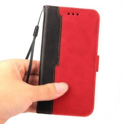 Peněženkové pouzdro Stitching černo-červené – Apple iPhone 14 | Levné Kryty | Levné Kryty | Levné Kryty