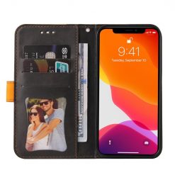 Peněženkové pouzdro Stitching černo-oranžové – Apple iPhone 14 Plus | Levné Kryty | Levné Kryty | Levné Kryty