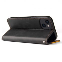 Peněženkové pouzdro Stitching černo-oranžové – Apple iPhone 14 Plus | Levné Kryty | Levné Kryty | Levné Kryty