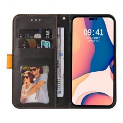 Peněženkové pouzdro Stitching černo-oranžové – Apple iPhone 14 Pro | Levné Kryty | Levné Kryty | Levné Kryty