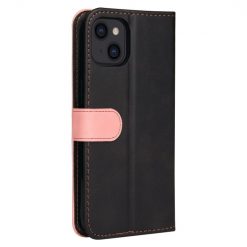 Alternative view of Peněženkové pouzdro Stitching černo-růžové – Apple iPhone 14 Plus