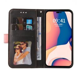 Peněženkové pouzdro Stitching černo-růžové – Apple iPhone 14 Pro Max | Levné Kryty | Levné Kryty | Levné Kryty