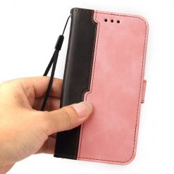 Peněženkové pouzdro Stitching černo-růžové – Apple iPhone 14 Pro Max | Levné Kryty | Levné Kryty | Levné Kryty