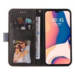 Peněženkové pouzdro Stitching černo-šedé – Apple iPhone 14 Pro Max | Levné Kryty | Levné Kryty | Levné Kryty