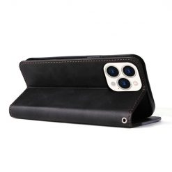 Peněženkové pouzdro Stitching černo-šedé – Apple iPhone 14 Pro Max | Levné Kryty | Levné Kryty | Levné Kryty