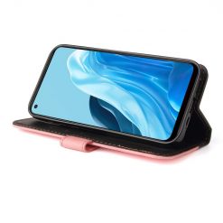 Peněženkové pouzdro Stitching černo-růžové – Oppo Reno 7 5G (Reno7 5G) | Levné Kryty | Levné Kryty | Levné Kryty