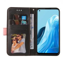 Peněženkové pouzdro Stitching černo-růžové – Oppo Reno 7 5G (Reno7 5G) | Levné Kryty | Levné Kryty | Levné Kryty