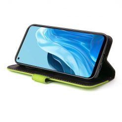 Peněženkové pouzdro Stitching černo-zelené – Oppo Reno 7 5G (Reno7 5G) | Levné Kryty | Levné Kryty | Levné Kryty