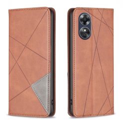 Knížkové pouzdro Rhombus hnědé – Oppo A17 | Levné Kryty | Levné Kryty | Levné Kryty