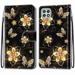 Knížkové pouzdro Trendy Cross case Zlaté květy – Samsung Galaxy A22 5G | Levné Kryty | Levné Kryty | Levné Kryty