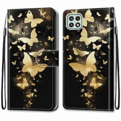 Knížkové pouzdro Trendy Cross case Zlatý motyl – Samsung Galaxy A22 5G | Levné Kryty | Levné Kryty | Levné Kryty