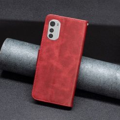 Peněženkové pouzdro Retro Lambskin červené – Motorola Moto E32 / E32s | Levné Kryty | Levné Kryty | Levné Kryty