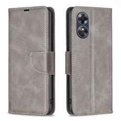 Peněženkové pouzdro Retro Lambskin šedé – Oppo A17 | Levné Kryty | Levné Kryty | Levné Kryty