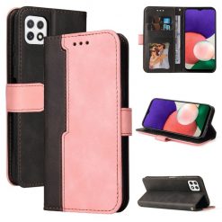 Peněženkové pouzdro Stitching černo-růžové – Samsung Galaxy A22 5G | Levné Kryty | Levné Kryty | Levné Kryty