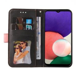 Peněženkové pouzdro Stitching černo-růžové – Samsung Galaxy A22 5G | Levné Kryty | Levné Kryty | Levné Kryty