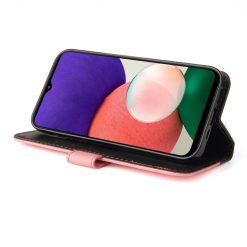 Peněženkové pouzdro Stitching černo-růžové – Samsung Galaxy A22 5G | Levné Kryty | Levné Kryty | Levné Kryty