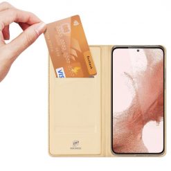 Peněženkové pouzdro Dux Ducis Skin Pro zlaté – Samsung Galaxy S23 | Levné Kryty | Levné Kryty | Levné Kryty