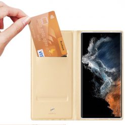 Peněženkové pouzdro Dux Ducis Skin Pro zlaté – Samsung Galaxy S23 Ultra | Levné Kryty | Levné Kryty | Levné Kryty