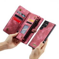 Multifunkční peněženkové pouzdro CaseMe Detachable červené – Samsung Galaxy S23 Ultra | Levné Kryty | Levné Kryty | Levné Kryty