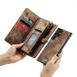 Multifunkční peněženkové pouzdro CaseMe Detachable hnědé – Samsung Galaxy S23 Ultra | Levné Kryty | Levné Kryty | Levné Kryty