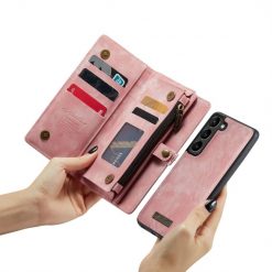 Multifunkční peněženkové pouzdro CaseMe Detachable růžové – Samsung Galaxy S23 | Levné Kryty | Levné Kryty | Levné Kryty