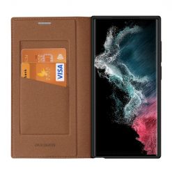 Peněženkové pouzdro Dux Ducis Skin X2 hnědé – Samsung Galaxy S23 Ultra | Levné Kryty | Levné Kryty | Levné Kryty