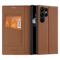 Peněženkové pouzdro Dux Ducis Skin X2 hnědé – Samsung Galaxy S23 Ultra | Levné Kryty | Levné Kryty | Levné Kryty