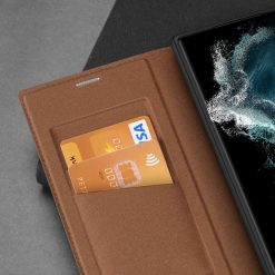 Peněženkové pouzdro Dux Ducis Skin X2 hnědé – Samsung Galaxy S23 Ultra | Levné Kryty | Levné Kryty | Levné Kryty