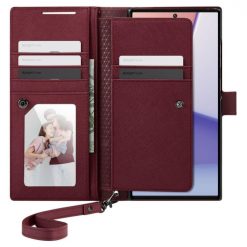Peněženkové pouzdro Spigen WALLET „S“ PLUS bordové – Samsung Galaxy S23 Ultra | Levné Kryty | Levné Kryty | Levné Kryty