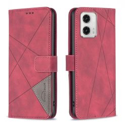 Knížkové pouzdro Rhombus červené – Motorola Moto G73 5G | Levné Kryty | Levné Kryty | Levné Kryty