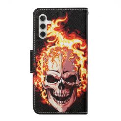 Alternative view of Knížkové pouzdro Trendy Cross case Lebka v ohni – Samsung Galaxy A34 5G