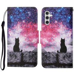 Knížkové pouzdro Trendy Cross case Kočka a vesmír – Samsung Galaxy A34 5G | Levné Kryty | Levné Kryty | Levné Kryty