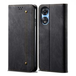 Peněženkové pouzdro Denim Texture černé – Oppo A78 5G | Levné Kryty | Levné Kryty | Levné Kryty