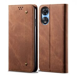 Peněženkové pouzdro Denim Texture hnědé – Oppo A78 5G | Levné Kryty | Levné Kryty | Levné Kryty